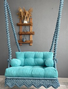 Silla Hamaca de Macramé, Columpio Redondo Grande de Macramé, Silla Hamaca Colgante de Algodón, Silla Columpio de Macramé - Product Image 2