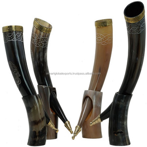 Handcrafted Eco-Friendly High Quality Medieval Viking Style Beer Mead <b>Mug</b> Set Natural Horn Polished <b>Stand</b> Animal Design - Product Image 4