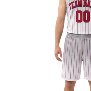 Conjunto de uniforme de baloncesto personalizado para hombre, camiseta sin mangas con cuello en V, pantalones cortos a juego con número y nombre, secado rápido, ecológico, 100% - Product Image 5