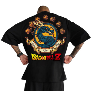 Men's Black <b>T</b>-<b>Shirt</b> with Custom DTG Front Print Oversized Fit Short Sleeve Casual Jersey 100% Cotton - Product Image 1