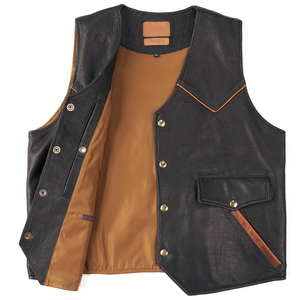 Low Price Top High Quality Motorbike Leather Vest Customized Logo Lightweight Men Motorbike Leather Vest Breathable - Product Image 3