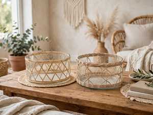 Funda de Cristal Tejida a Mano con Diseño de Hierba Marina, Soporte para Vaso, Envoltura para Jarra, Estilo Bohemio Vintage, Patrón Circular, Decoración para el Hogar - Product Image 1