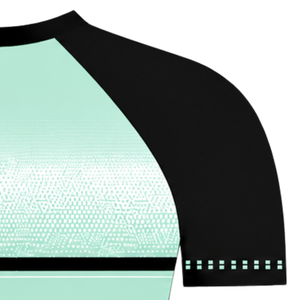 Maillot de sport personnalisé vert menthe et noir à manches courtes raglan, col rond, respirant, pour entraînement athlétique, uniforme d'équipe, performance - Product Image 5