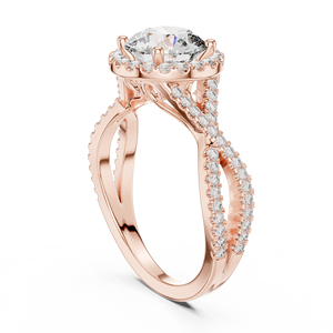 Anillo de Compromiso Vinson Project Elegante con Halo de Moissanita Creada en Laboratorio, Estilo Art Deco, Acero Inoxidable, Corte Central, Tallo Trenzado con Pavé, Certificado GRA - Product Image 3