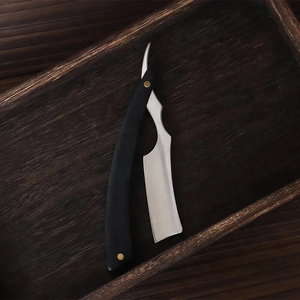 Vente en gros rasoir de barbier à lame unique de qualité supérieure Shavette noir à coupe droite pour la gorge avec logo personnalisé lame de rasoir privée - Product Image 2