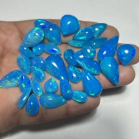 Ópalo Welo Natural Genuino, Corte Pera, Calidad Súper Fina, Multicolor, con Destello Azul Pryba, Tratado con Humo, Gemas Hasnain para Joyería