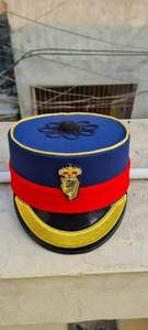 Formal <b>Hat</b> <b>Navy</b> Blue Red Gold Embroidered Crest Adult Size Party Cap - Product Image 2