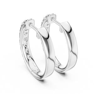 POCKET FRIENDLY RHODIUM PLATED LUXURY <b>HOOP</b> <b>EARRINGS</b> SET 18KT WHITE GOLD LAB GROWN 0.7CT DIAMONDS IGI CERTIFIED EVERYDAY WEAR - Product Image 3