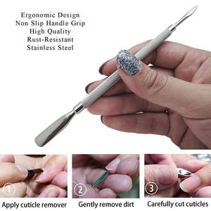 Mejor Edición: Empujador de Cutículas de Acero Inoxidable Desechable de Alta Calidad con Doble Punta Curva 2 en 1 para Eliminar Polvo y Residuos - Product Image 2