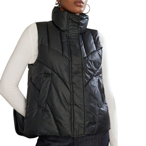 Gilet matelassé chaud d'hiver pour femme, best-seller, fermeture éclair et boutons, veste sans manches décontractée - Product Image 1