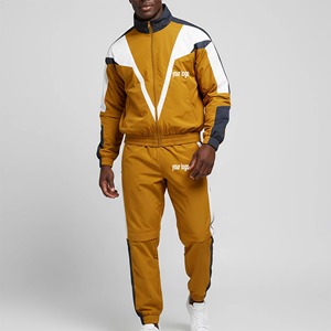 Conjunto Deportivo para Hombre Color Mostaza con Bloques de Color, Chaqueta con Cierre Completo y Cuello Alto, Transpirable, de Poliéster, para Otoño - Product Image 5