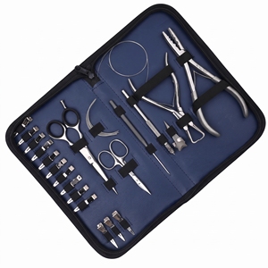 Kit d'outils professionnels pour extensions de cheveux à micro-anneaux avec pince à retirer les perles, pince à sertir, aiguilles à boucle et pinces - Product Image 3