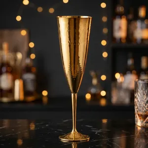 Elegant Gold Finish Brass <b>Champagne</b> <b>Flute</b> Handcrafted Metal Stemmed Goblet Luxury Drinkware <b>Wedding</b> Tableware Decorative Wine - Product Image 5
