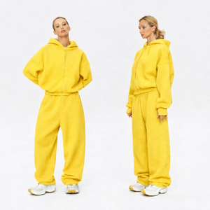Ensemble de survêtement personnalisé pour homme, imprimé, 100 % coton, coupe ajustée, avec sweat à capuche zippé et pantalon de survêtement large, coupe décontractée, coupe-vent, idéal pour l'hiver - Product Image 3