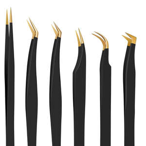Juego de pinzas de alta calidad para extensión de pestañas, juego de pinzas de acero inoxidable - Product Image 2