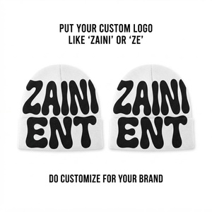 ZAINI ZI-358 Bonnet en tricot acrylique premium 300 GSM, motif jacquard rouge et rose, doux et chaud, style streetwear - Product Image 1