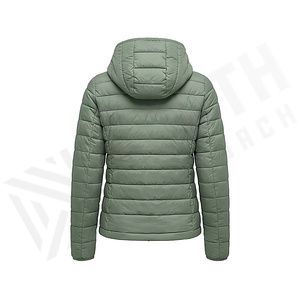 Hooded Quilted Jacket Women Winter Full Sleeve Solid Color Polyester Filling Zipper Closure Regular Length - Product Image 2