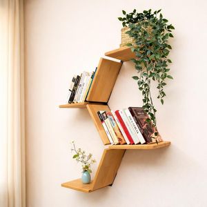 Solid Wooden Floating Wall <b>Shelves</b> Wall Mounted Storage Organizer For Living Room Bedroom Office Decoration - Product Image 5