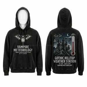 Custom Zip Hoodie Men Burgundy Vintage Washed Fleece <b>Gothic</b> Vampire Rose Flower Dissection Graphic Print Streetwear <b>Jacket</b> - Product Image 4