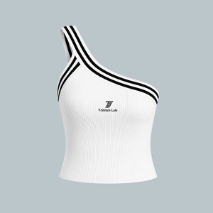 Débardeur côtelé vintage respirant et tendance pour femme, ajusté, avec design et étiquetage personnalisés, 100 % coton - Product Image 5