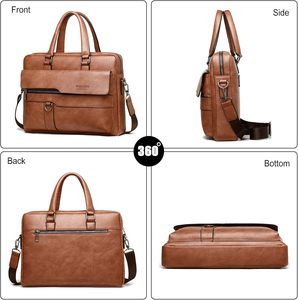 High Demand Leather <b>Laptop</b> Briefcase 15x30x11cm Classic Business Bag with Shoulder Strap Large Capacity for 12.9 Inch Devices - Product Image 2