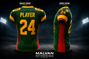 American Football Jersey Custom <b>Soccer</b> Jersey Green Yellow Red Heat-Transfer Printed Plaid Pattern Player 24 V-neck Short Sleeve - Product Image 2