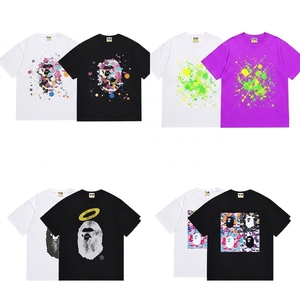 เสื้อยืดแขนสั้นผู้ชาย BapeMen พิมพ์ลายตัวอักษร ทรงปกติ สตรีทแวร์ คอกลม ผ้าคอตตอนเจอร์ซีย์ ระบายอากาศได้ดี - Product Image 3