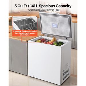Mini Congelatore Compatto da 5 Piedi Cubi con 2 Cestelli Rimovibili e Porta Superiore Apribile - Product Image 3