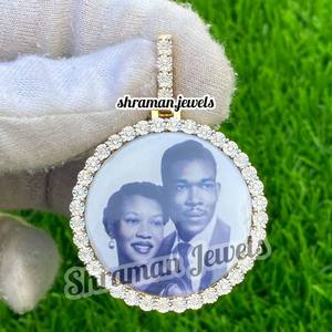 Illusion Setting Diamond <b>Memory</b> Pendant With Natural Diamonds in 10K Yellow Gold for <b>Gifts</b> jewelry for men women VVS charm - Product Image 2