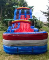 Toboggan aquatique gonflable commercial 18FT 20FT à double piste avec piscine pour fêtes d'enfants, en PVC, garantie 3 ans, capacité 500 personnes