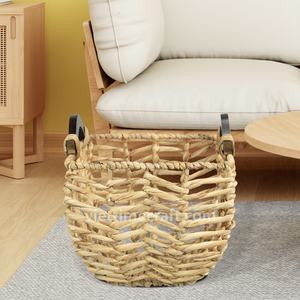 Ensemble de 2 paniers à linge et jardinières tendance en jacinthe d'eau tressée, décoration d'intérieur économique, vente en gros - Product Image 3