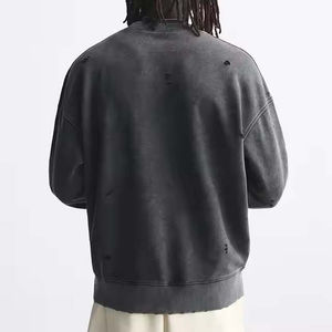 Fabrication professionnelle de sweats à capuche vintage personnalisés en molleton French Terry, sweat-shirt vintage délavé à l'acide, col rond unisexe - Product Image 6