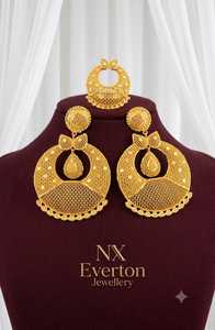 Women's 24K Gold Plated Ethnic Jewelry Set Necklace Earrings Alloy Wedding Party Fashion Jewelry - Product Image 5