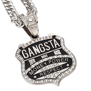 Mens Hip Hop Big Gangsta Pendant Necklace <b>Iced</b> <b>Out</b> Letter Charm Bling Cuban <b>Chain</b> Streetwear Moissanite Jewelry Gift For - Product Image 2