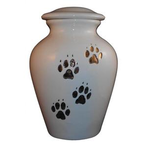 Urna Funeraria Blanca para Cremación, Urnas Metálicas para Mascotas con Diseño de Huella Plateada, Fabricante Personalizado, Urnas Estilo Americano, Gran Venta - Product Image 2