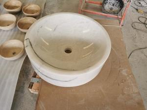 Modern Design White Marble Stone Round Wash <b>Basin</b> Vessel Sinks Bathroom Use For Home Indoor and Outdoor - Product Image 2