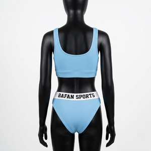 Conjunto de Bikini Deportivo para Mujer, 200 GSM, Tejido de Poliéster y Elastano, Color Azul Cielo, Logotipo Personalizado, Traje de Baño - Product Image 4