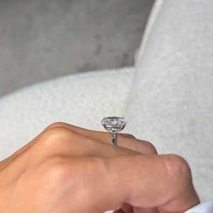 4 Carat Oval Cut Lab Grown Diamond <b>Solitaire</b> Engagement <b>Ring</b> | Trendy IGI Certified 18K Gold Plated Hidden Halo Wedding <b>Ring</b> - Product Image 5