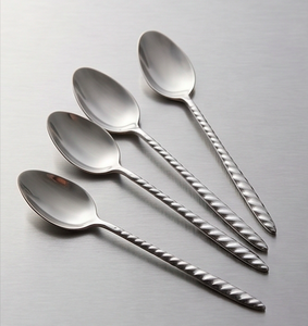 Stainless Steel Set Of 4 Teaspoons With Twisted Handle Modern Design High <b>Mirror</b> Polish Rust Resistant Flatware For Wedding - Product Image 1