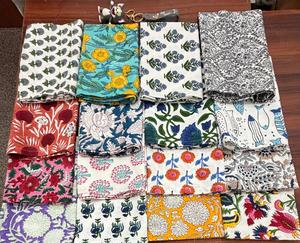 Lot de 10 serviettes de table carrées faites à la main en tissu imprimé au bloc, style bohème, en coton, assorties, réutilisables, écologiques, 10x10 pouces - Product Image 6