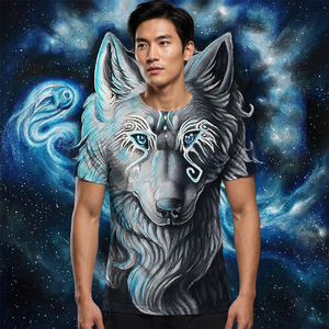 Men's Wolf Print T-Shirt Short Sleeve O-Neck Casual <b>Animal</b> <b>Pattern</b> Regular Breathable Polyester Woven Sublimation Transfer Prin - Product Image 5