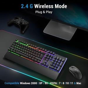 Combo de Teclado y Ratón Inalámbrico para Juegos KM500W Pro, Retroiluminación RGB, Recargable, 104 Teclas, Ergonómico, Programable - Product Image 3