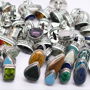 25 Anillos de Plata de Ley con Engaste de Bisel y Piedras Preciosas Cristianas, Anillos de Boda con Piedras Naturales Facetadas de Corte Ovalado, Regalo para Fiestas - Product Image 1