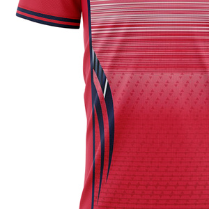 Camiseta de Fútbol Personalizada Sublimada para Hombre, Cuello Redondo, Manga Corta, Estampado Geométrico Rojo, Absorbe la Humedad, Corte Regular, Ligera, 100% - Product Image 5