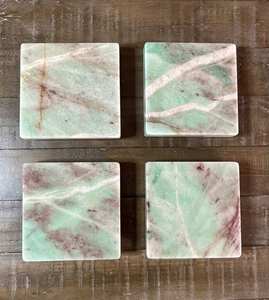 Luxury Quartzite Square Coaster <b>Set</b> With Natural Stone Finish For Home Decor <b>Coffee</b> <b>Table</b> Protection Tea <b>Coffee</b> Use - Product Image 1