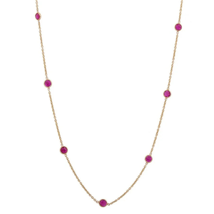 18K Yellow Gold Ruby <b>Rope</b> <b>Chain</b> Necklace-Geometric Gift Jewelry - Product Image 1