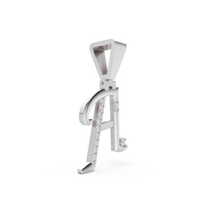 Collier personnalisé en argent 925 avec initiale stylisée 'A' en diamant de laboratoire certifié IGI, lettre V en serif incurvée, cadeau de mariage - Product Image 2