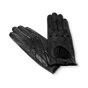 Gants de conduite sans doigts en cuir véritable pour hommes, gants de course automobile classiques avec design perforé et respirant - Product Image 5