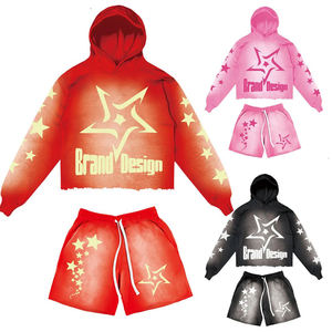 Sweat-shirt et short personnalisés avec impression du nom de la marque Up Felt, streetwear homme, tissu molletonné 100% coton, pour streetwear. - Product Image 5