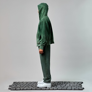 Ensemble de survêtement vintage délavé pour homme avec sweat à capuche zippé et pantalon de jogging oversize, style streetwear décontracté, personnalisable avec logo - Product Image 2